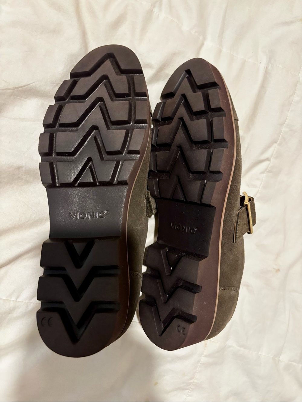 New Vionic Women's Dark Brown Suede Buckle Lug Loafers - Picture 4 of 5
